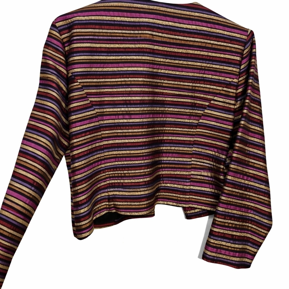 Jessica Howard Striped Metallic Cropped Blazer in Pink, Gold & Black - Picture 6 of 6